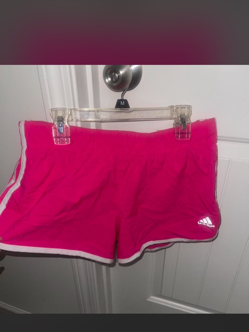 adidas Hot Pink Women's Athletic Shorts with White Trim